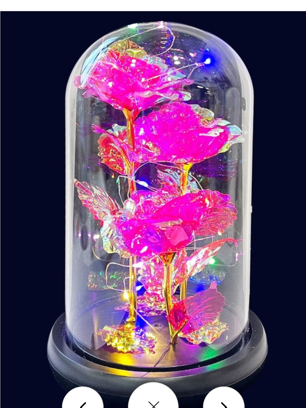 Brand New LED Glass Dome Rose Accent - Pink